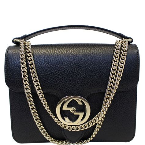 gucci interlocking g black calf leather chain crossbody bag|gucci crossbody jewelry.